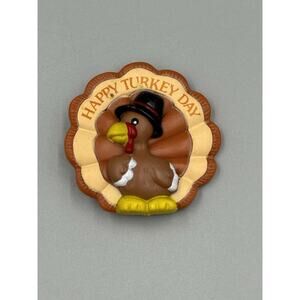 Vintage Thanksgiving Fall Harvest Happy Turkey Day Plastic Lapel Pin By Russ